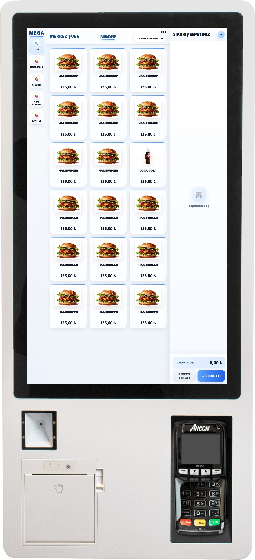 MegaPOS Kiosk Menü Ekranı